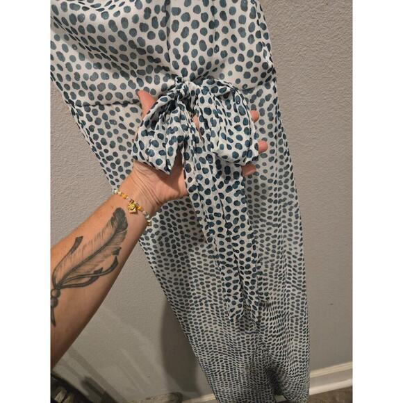 Elle Zeitoune Women's Green Polka Dot Satin Maxi Dress Size M 340 MSRP - Picture 7 of 11